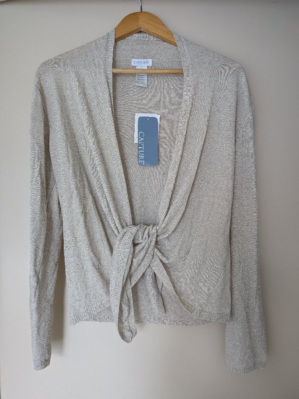 Capture tie front cardigan linen rayon size medium